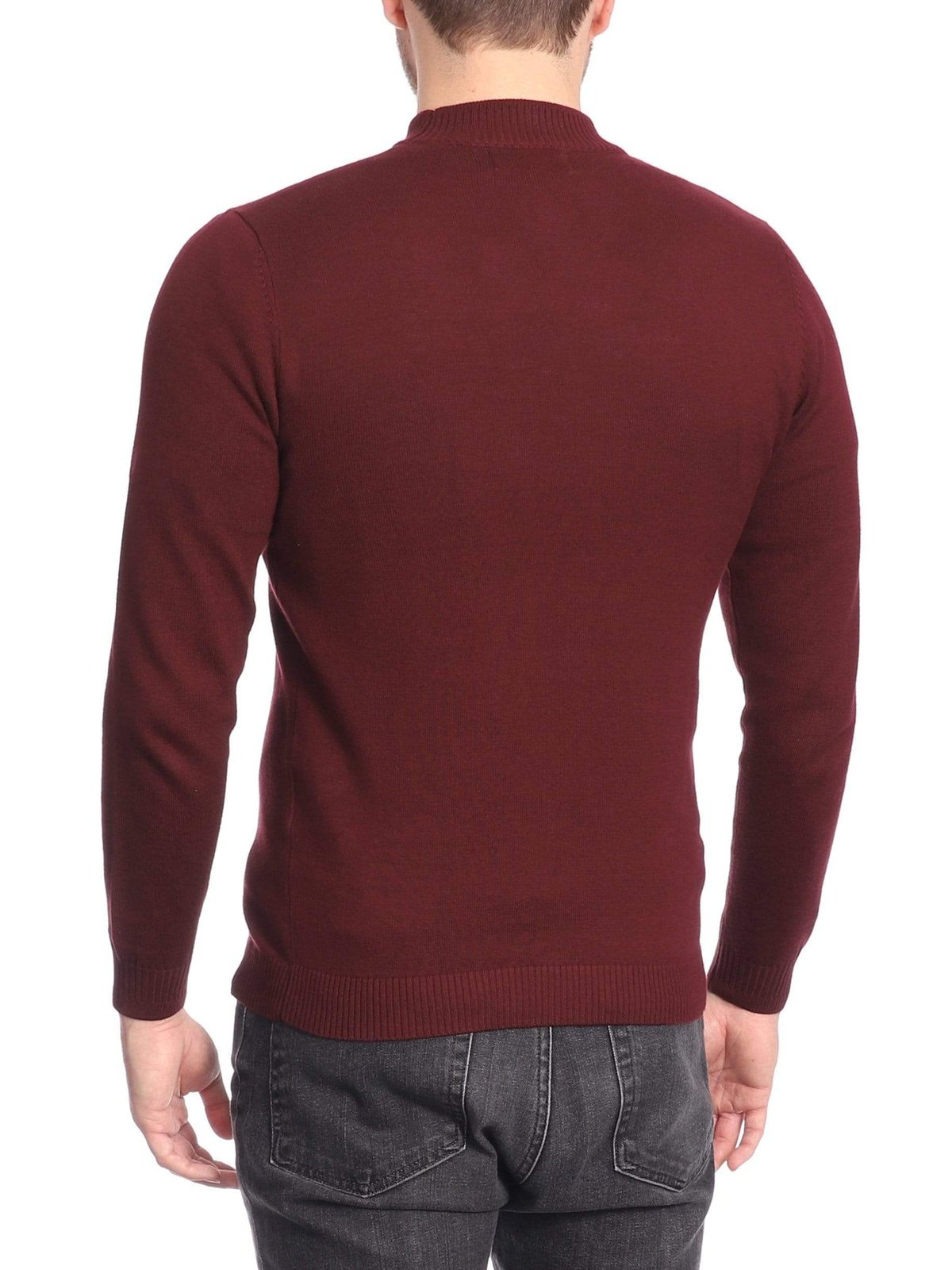 Arthur Black Men's Solid Burgundy Pullover Cotton Blend Mock Neck Sweater Shirt