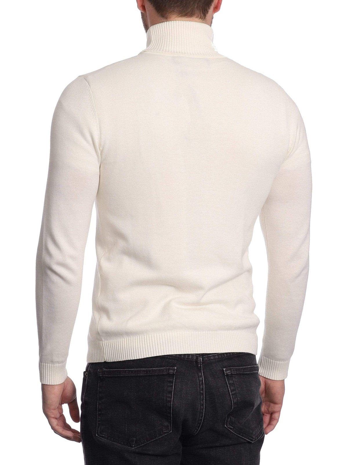 Arthur Black Men's Solid Cream Pullover Cotton Blend Turtleneck Sweater Shirt