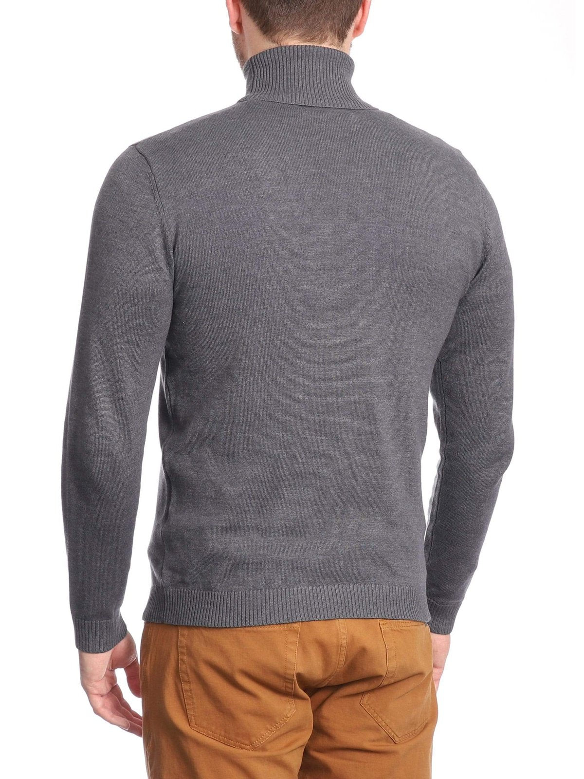 Arthur Black Solid Light Gray Pullover Cotton Blend Turtleneck Sweater Shirt