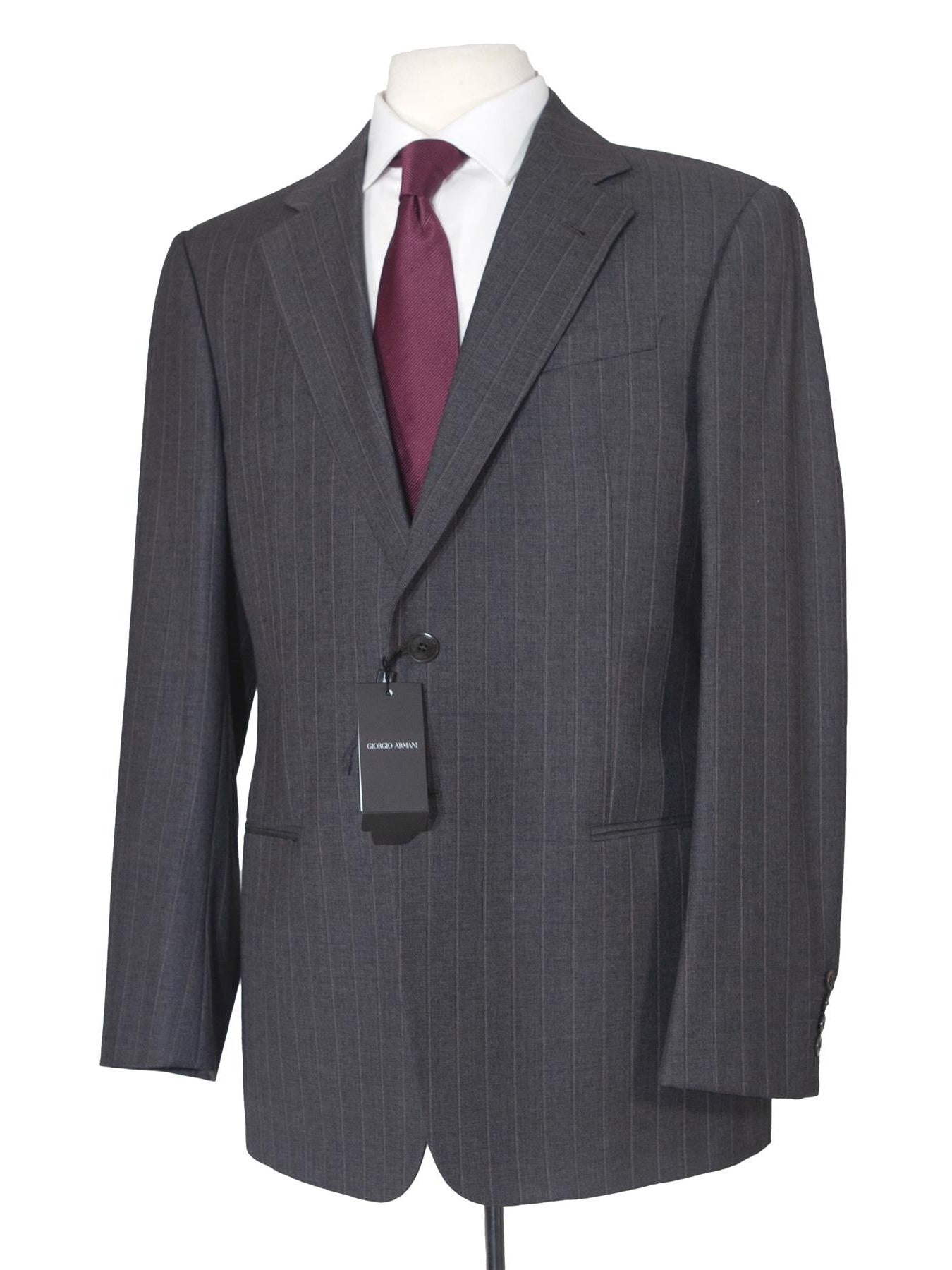 Armani Collezioni Mens 42R Gray Striped Wool Blend 2 Piece Suit