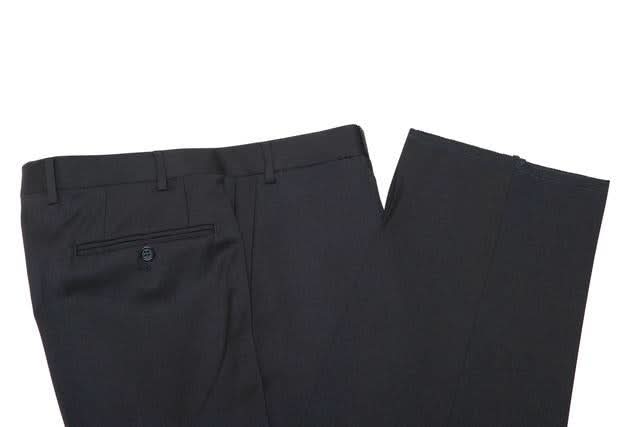 Canali Solid Black 100% Wool 2 Button Suit 46L