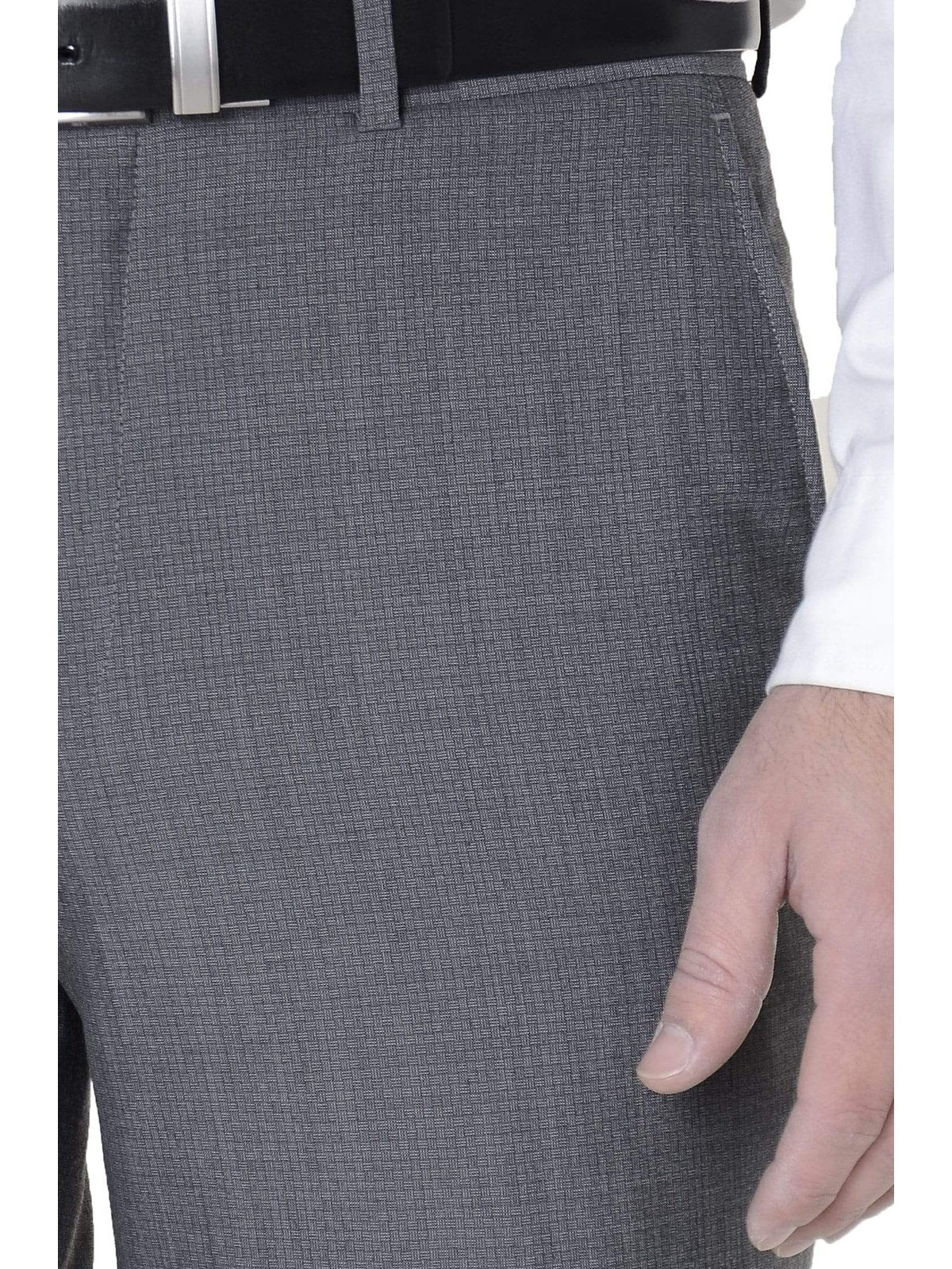 Bar III Mens Slim Fit Gray Textured Flat Front Wool Blend Dress Pants