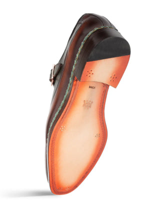 Mezlan Mens Green and Brown Monk Strap Leather Dress Shoes