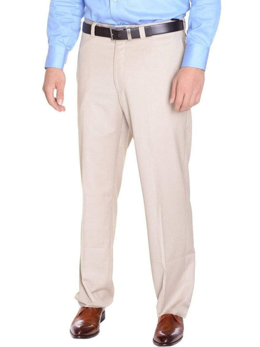 Calvin Klein Regular Fit Solid Beige Stone Flat Front Washable Dress Pants