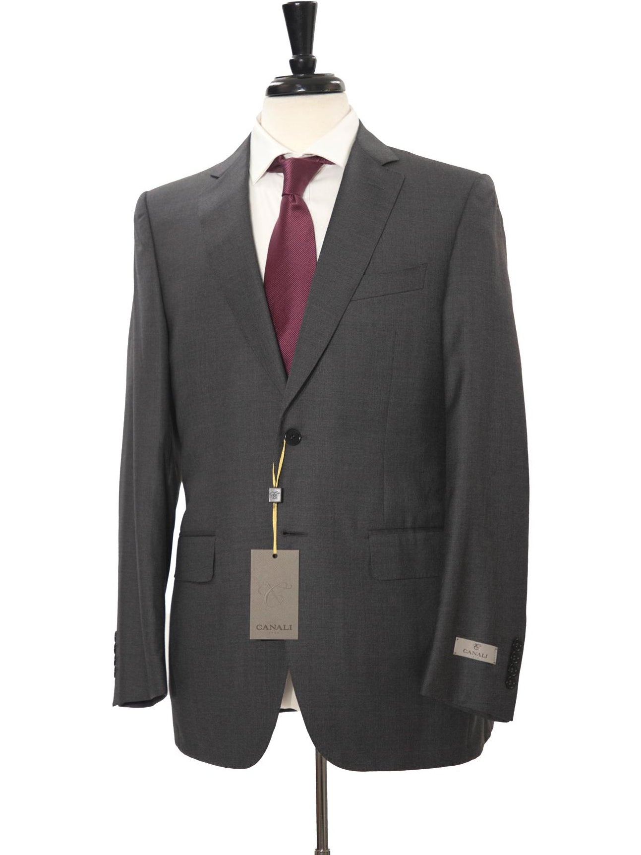 Canali 1934 Mens 40R Drop 8 Charcoal Gray 100% Wool Slim Fit 2 Piece Suit