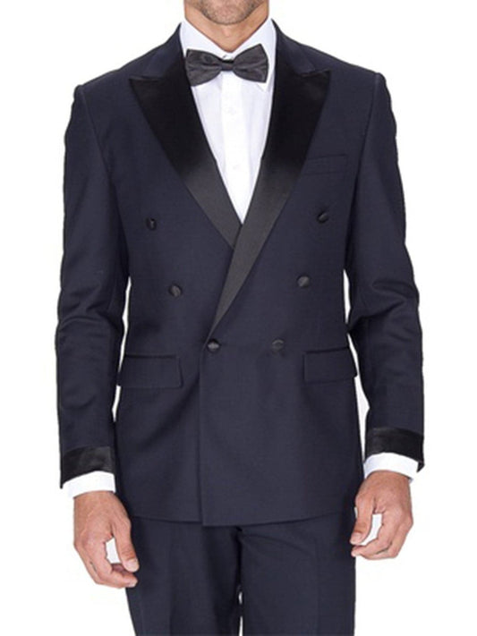 Braveman Slim Fit Navy Blue Double Breasted Tuxedo Tux Suit