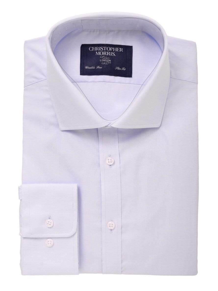 Christopher Morris Men's 100% Cotton Solid Blue Slim Fit Dress Shirt