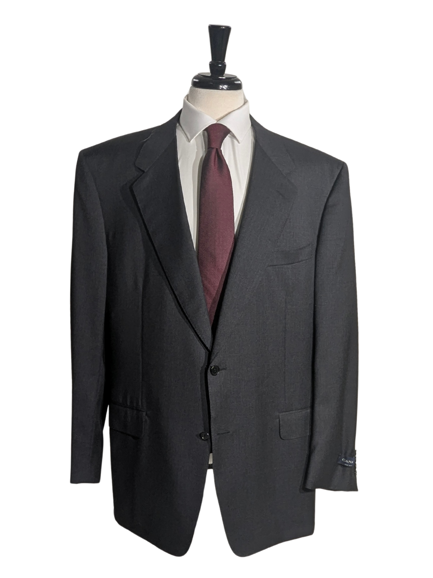Canali Solid Charcoal 100% Wool 2 Button Suit 46L