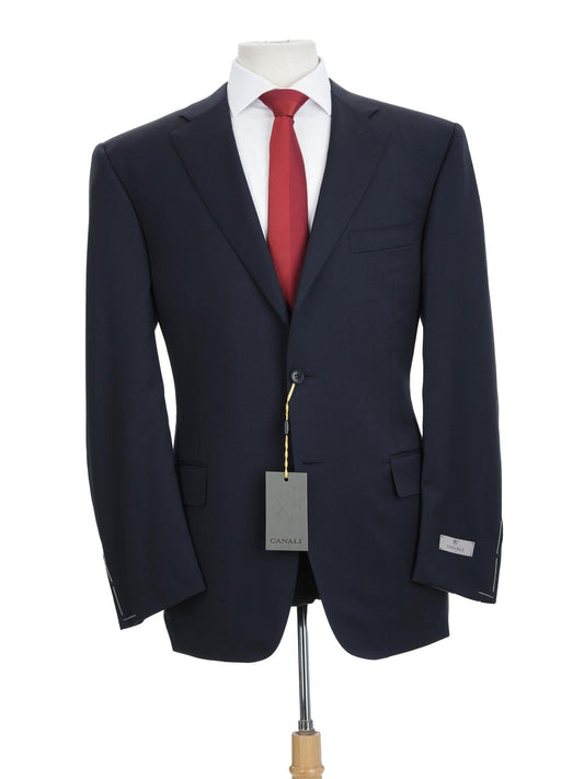 Canali 1934 Mens Solid Navy Blue 44R Drop 7 Modern Fit 100% Wool 2 Piece Suit