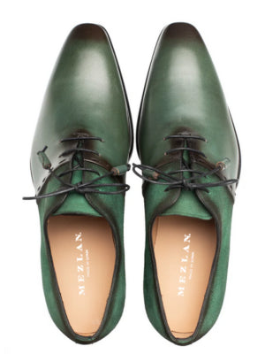 Mezlan Mens Forest Green Lace-up Calfskin Leather Dress Shoes