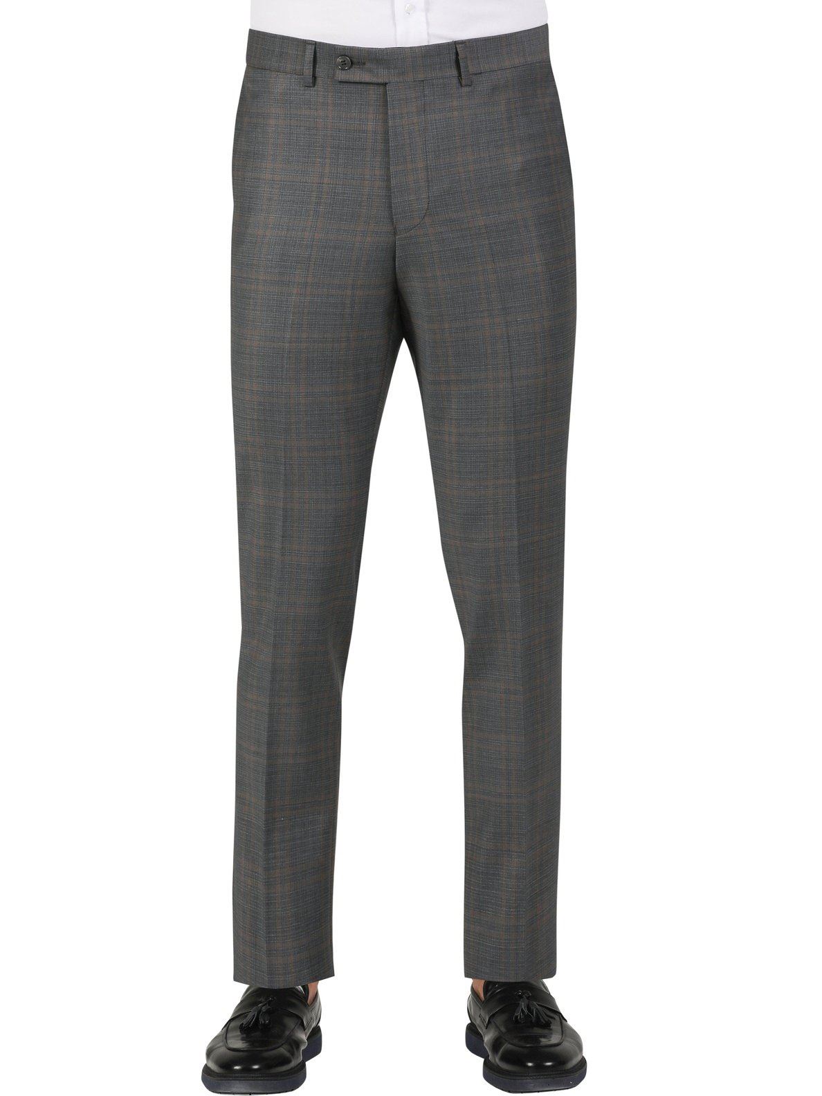 Di'nucci Slim Fit Gray With Light Blue Stripe Peak Lapel Suit