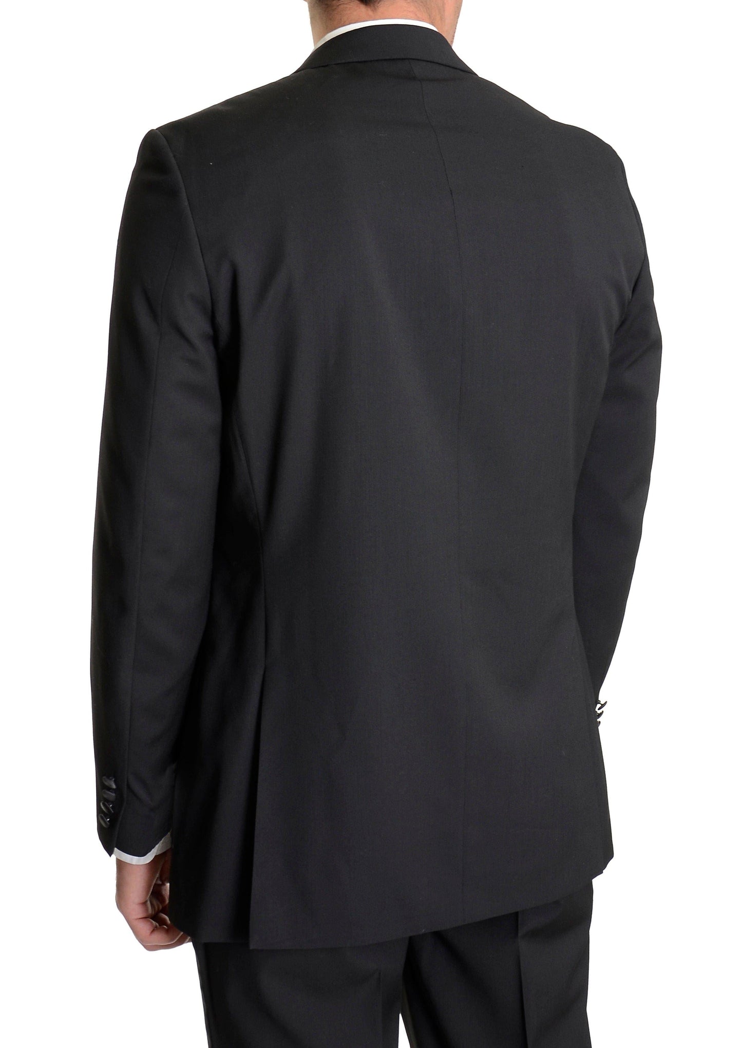 Mens Regular Fit Solid Black Two Button Tuxedo