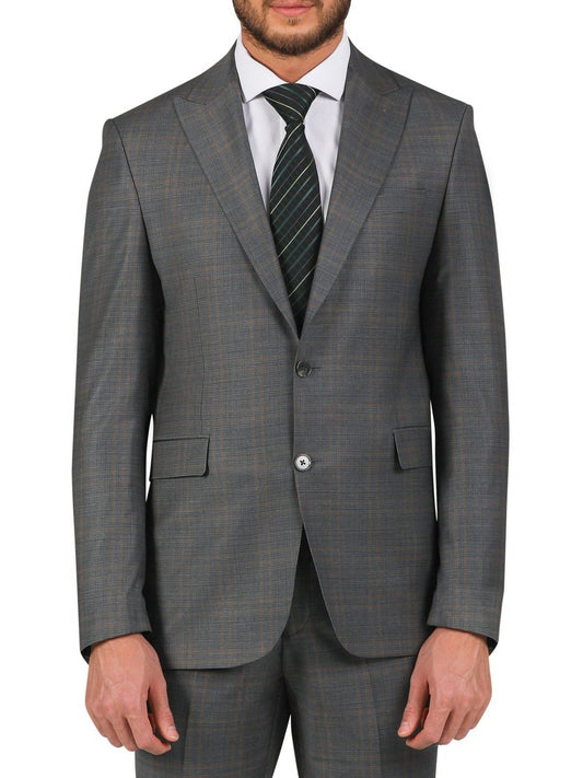 Di'nucci Slim Fit Gray With Light Blue Stripe Peak Lapel Suit