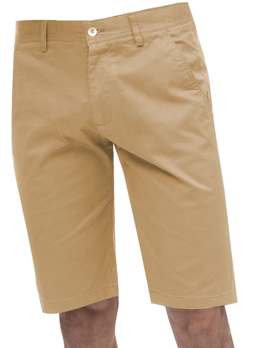 Kent & Park Mens Solid Khaki Tan Classic Fit Flat Front Shorts