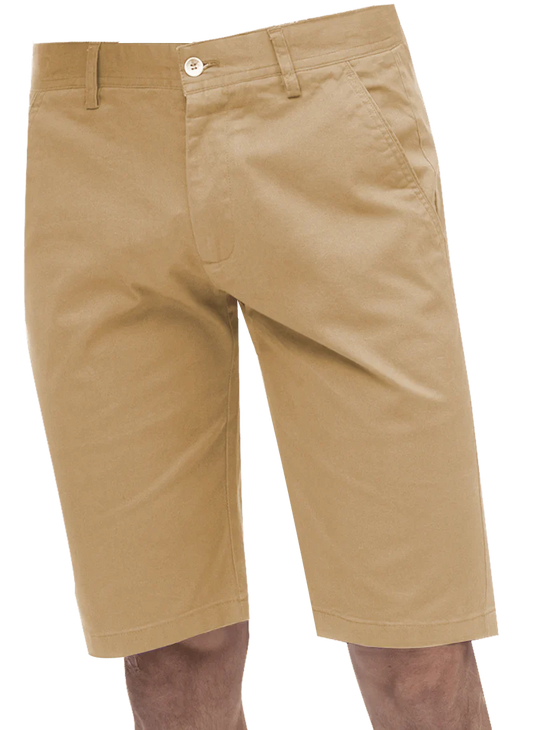 Kent & Park Mens Solid Khaki Tan Classic Fit Flat Front Shorts