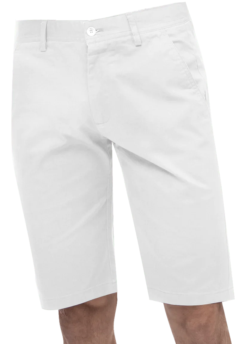 Kent & Park Mens Solid White Classic Fit Flat Front Shorts