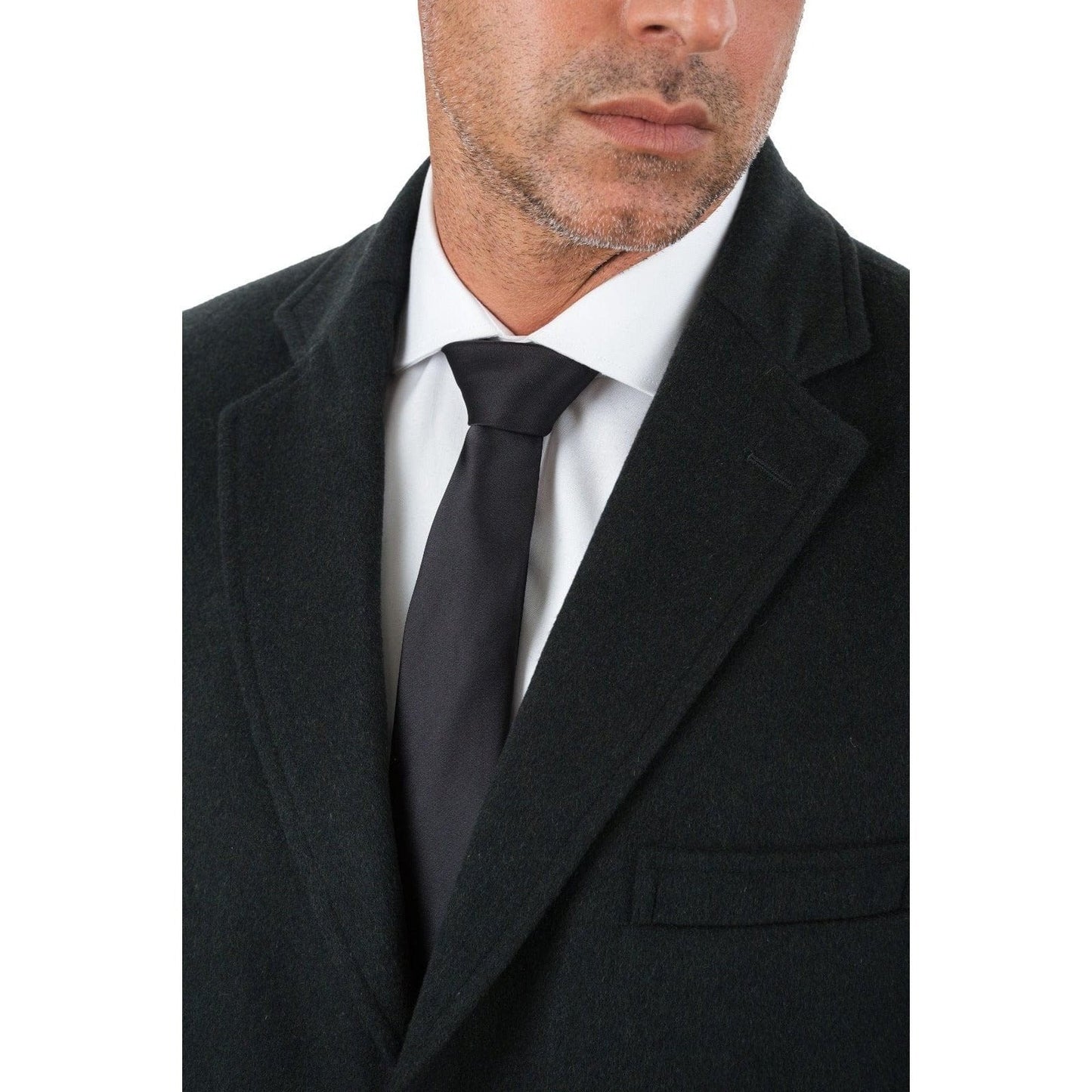 Mens Regular Fit Solid Hunter Green Full Length Wool Cashmere Overcoat Top Coat