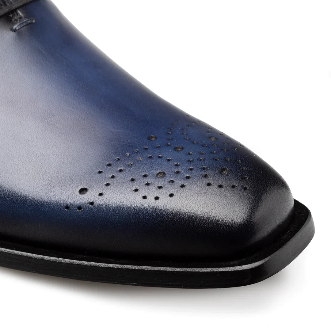 Mezlan Mens Solid Blue Lace-up Oxford Leather Dress Shoes