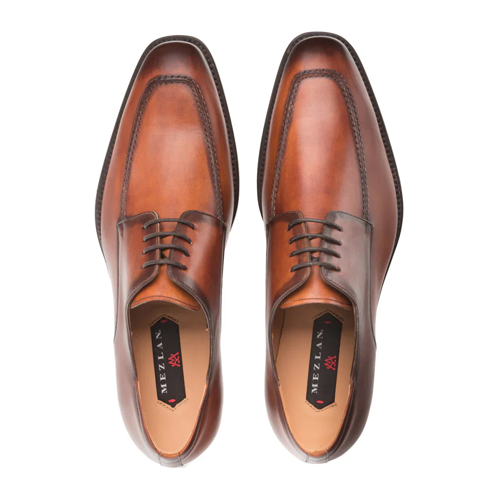 Mezlan Mens Solid Cognac Brown Lace-up Oxford Apron Toe Leather Dress Shoes