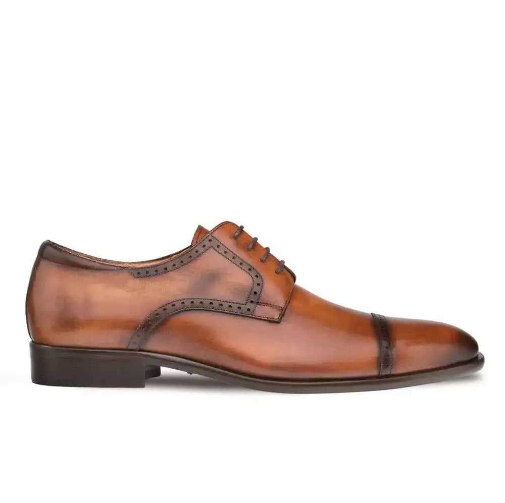 Mezlan Mens Cognac Brown Lace-up Oxford Cap Toe Leather Dress Shoes