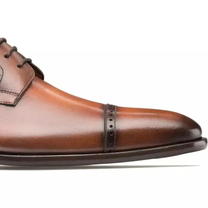 Mezlan Mens Cognac Brown Lace-up Oxford Cap Toe Leather Dress Shoes