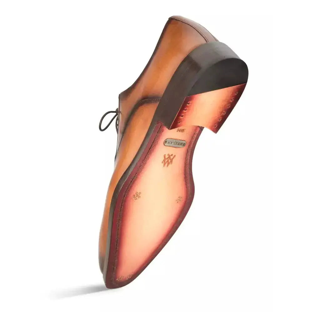 Mezlan Mens Solid Cognac Brown Lace-up Oxford Apron Toe Leather Dress Shoes