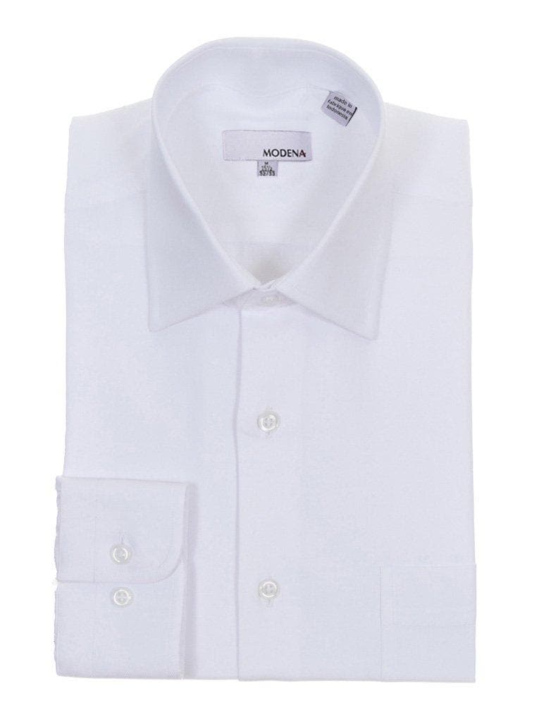 Classic Fit White Twill Standard Cuff Cotton Dress Shirt