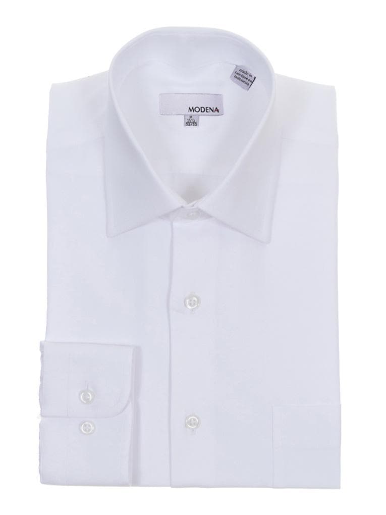 Classic Fit White Twill Standard Cuff Cotton Dress Shirt