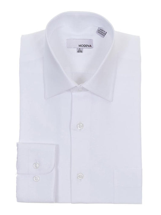 Classic Fit White Twill Standard Cuff Cotton Dress Shirt