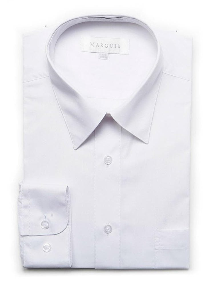 Classic Fit White Twill Standard Cuff Cotton Dress Shirt