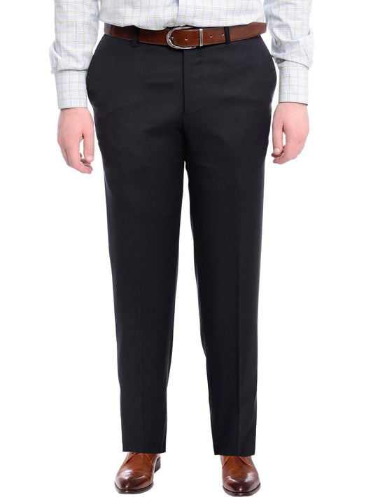 Napoli Slim Fit Solid Navy Blue Flat Front Wool Dress Pants