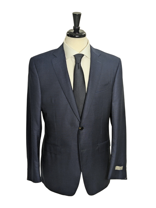 Canali 1934 Mens Black Striped 44R Drop 8 100% Wool 2 Piece Suit