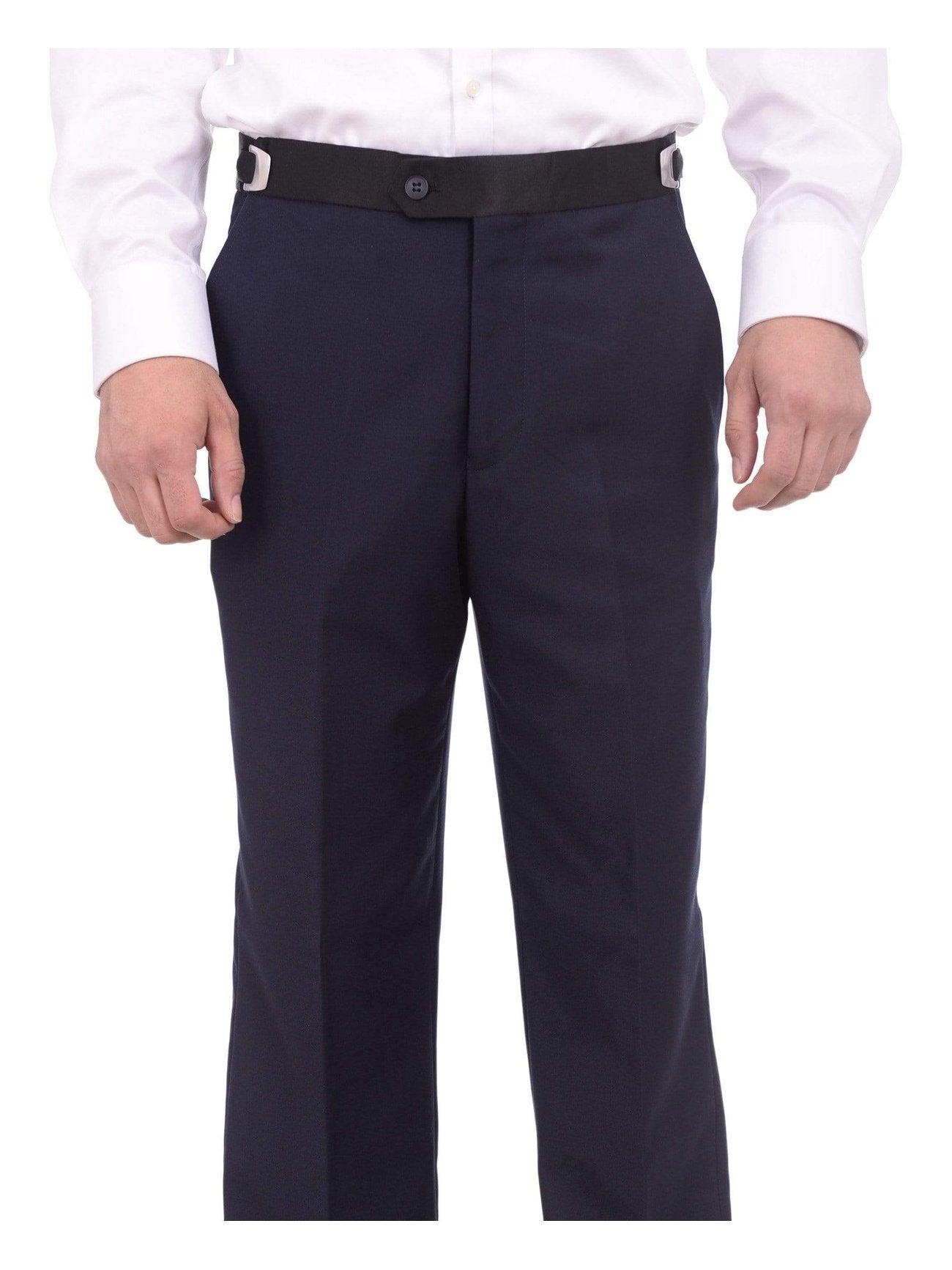 Mens Slim Fit Navy Blue One Button Tuxedo Suit With Black Satin Shawl Lapel